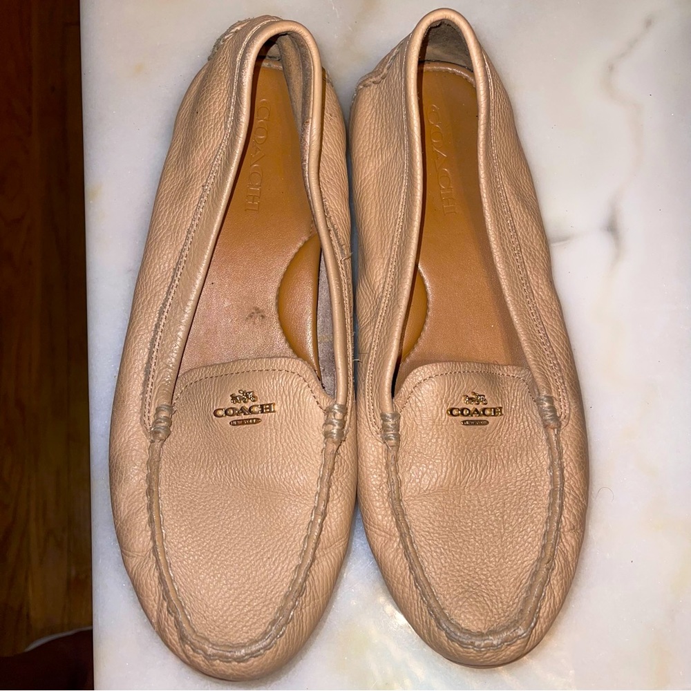 COACH size 10 cream color leather loafers
